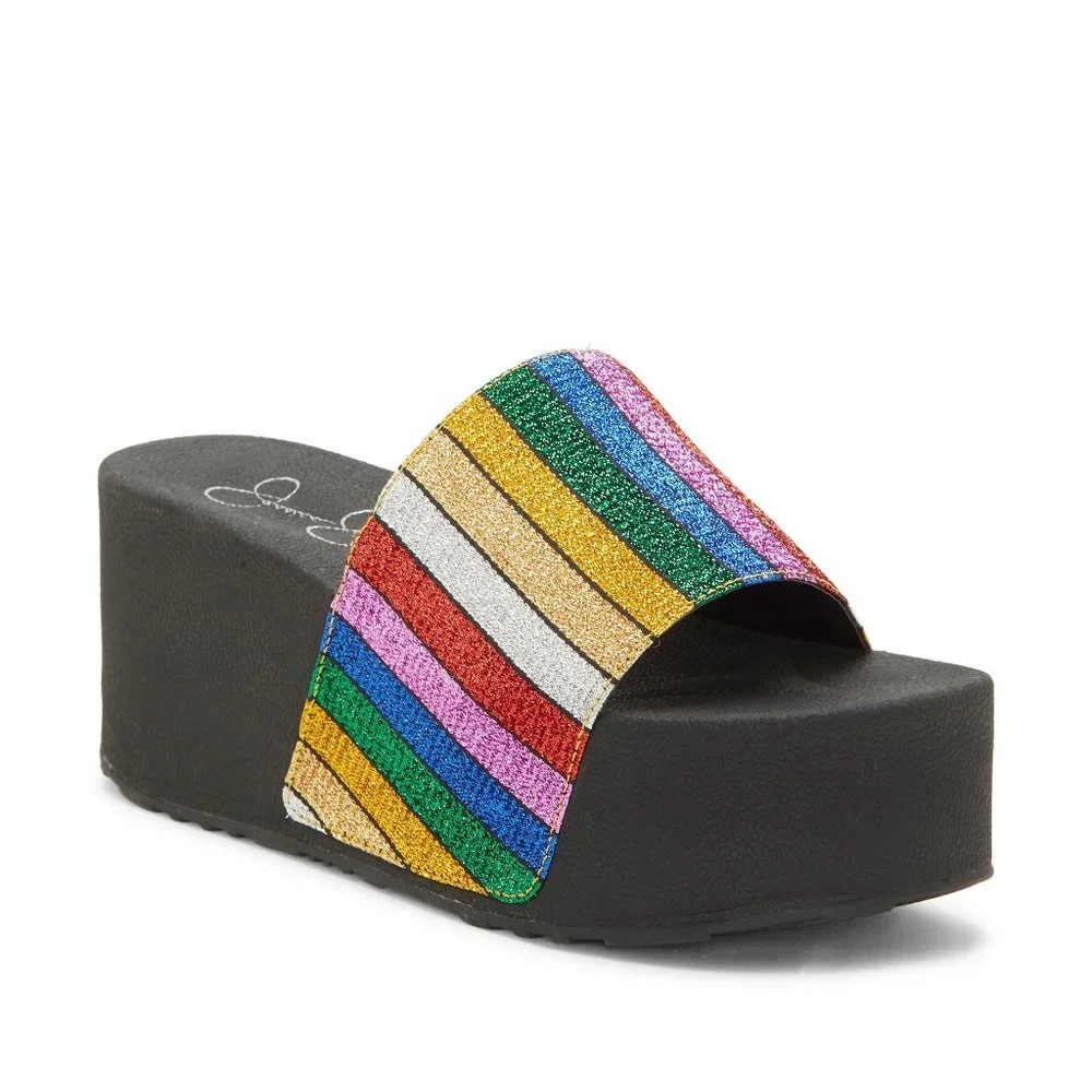 Jessica Simpson Faille Slide Sandals Rainbow Multi